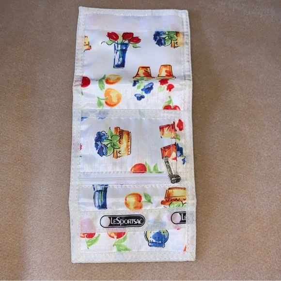 Vintage LeSportsac Farmstand Fruit Flowers 3pcs Bag Purse Pouch Wallet - Picture 10 of 15